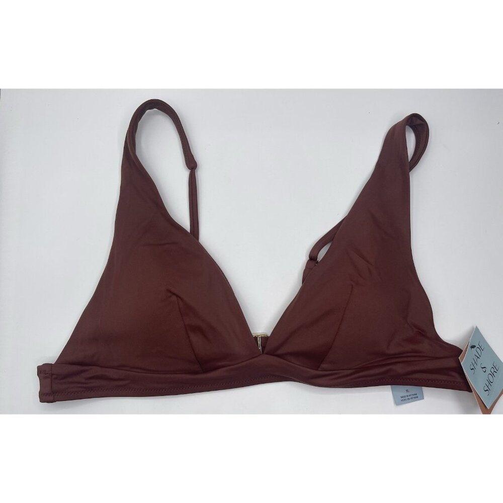 Shade & Shore Bikini Top Womens Size XL Brown Padded Swim‎
